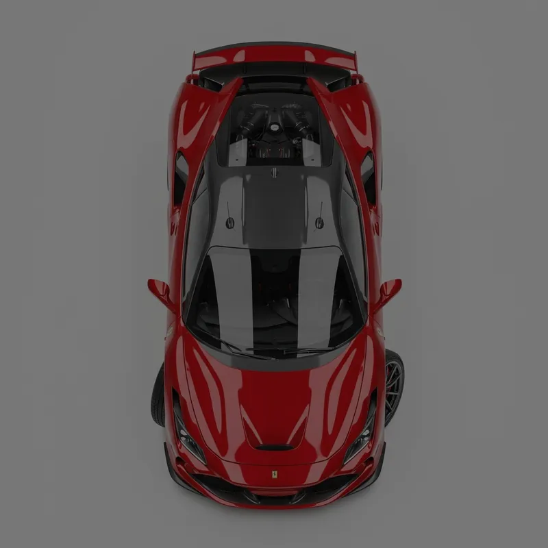 Czerwone auto sportowe z góry